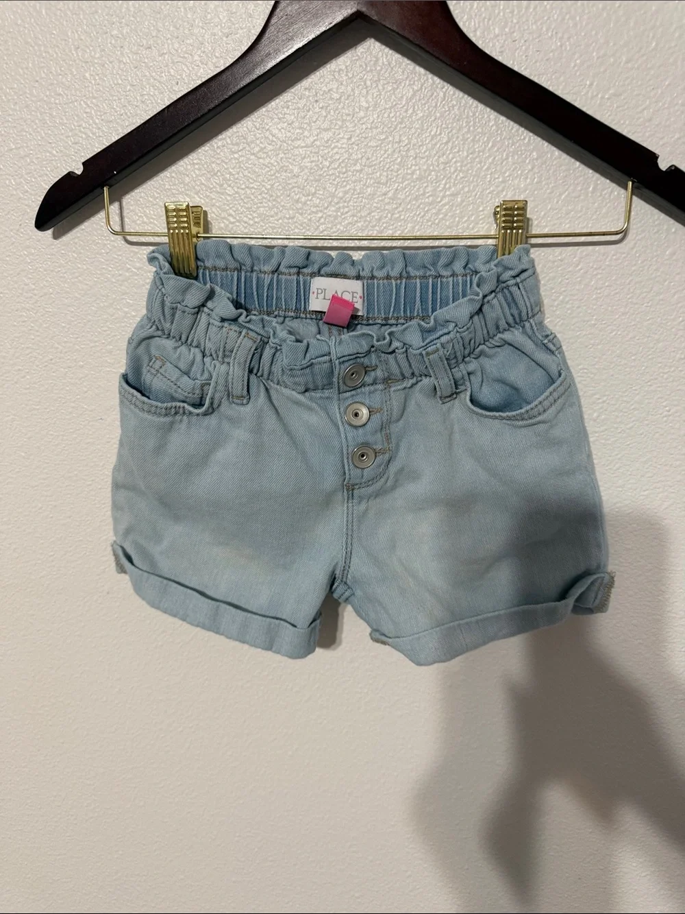 The Children's Place Light Blue Denim Paperbag Waist Shorts